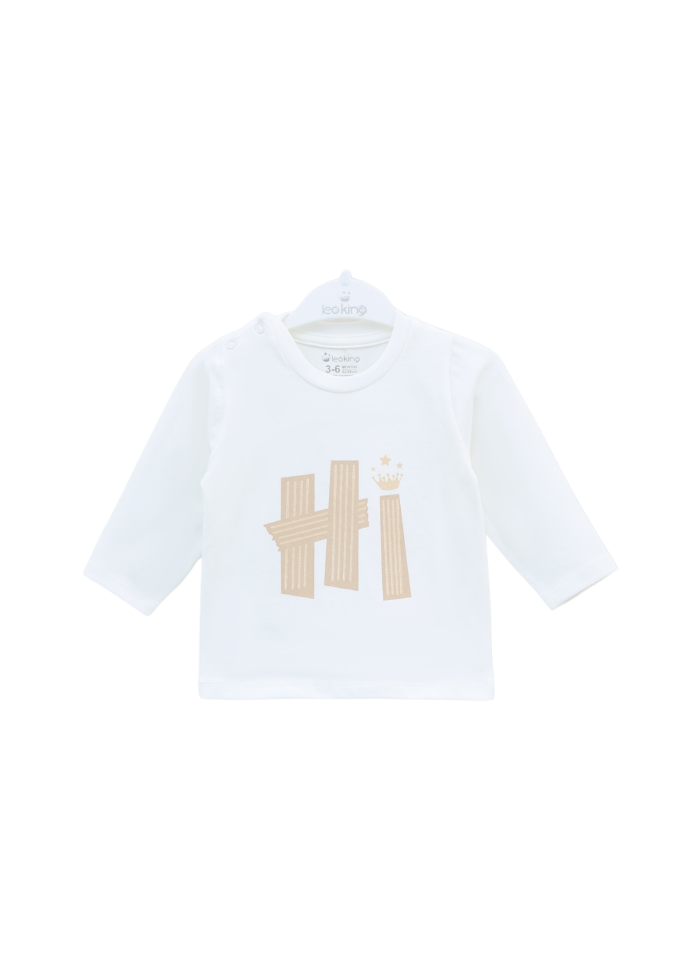 Set 3 Piese Hanorac si Pantaloni Tricotate Bej si Bluza Ivory cu Maneca Lunga 8003 Leo King