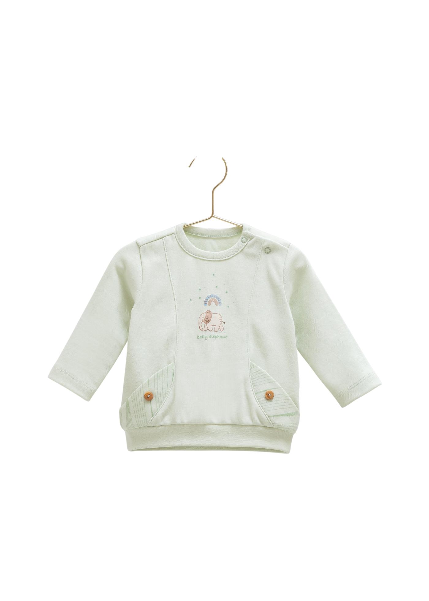 Set 2 Piese Bumbac Bluza si Pantaloni Lungi Verzi cu Elefant TKE1835 Mell Sweet Baby