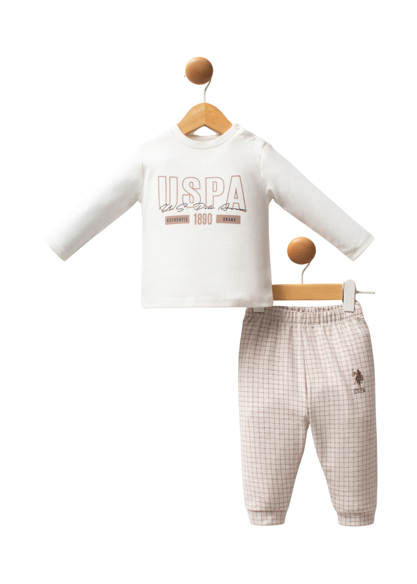 Set 3 Piese Jacheta Bej cu Fermoar si Buzunare Bluza Crem si Pantaloni Sport Negri USB 2579 Us Polo Assn