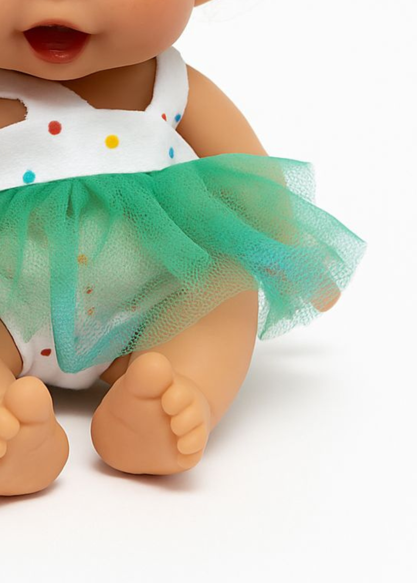 Papusa Parfumata Roscata Happy Birthday cu Rochita in Bretele Tull Verde si Turqoise - 21 cm - 0497 - Nines