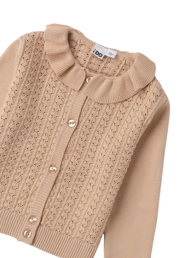 Cardigan Tricotat Bej cu Nasturi 4.B324/00 iDO