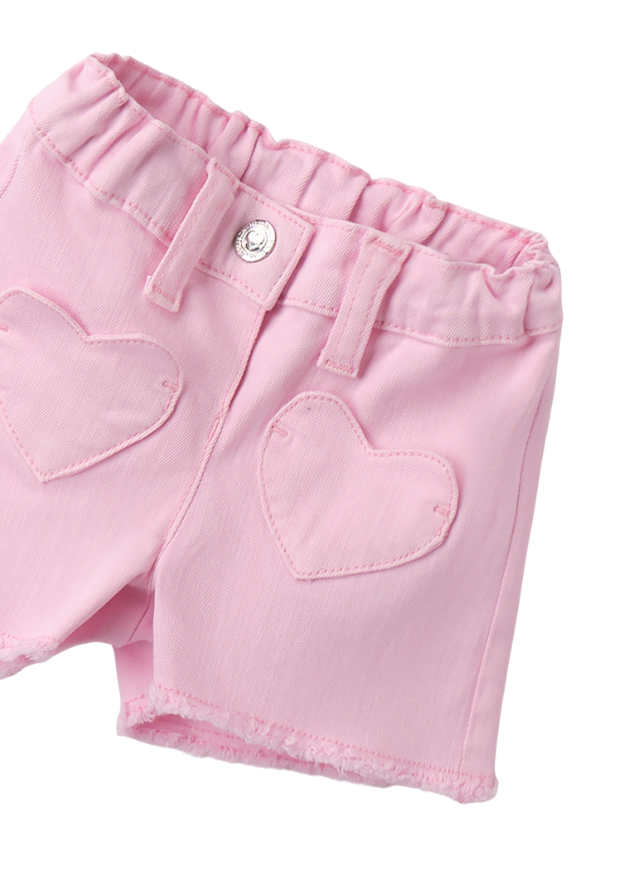Pantaloni Scurti Roz cu Buzunare Inimioare 3.B736/00 Minibanda