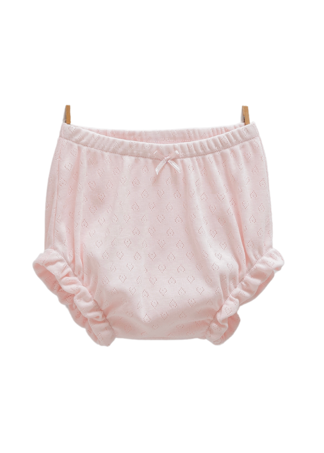 Set 2 Piese Roz Bumbac Perforat Top Maneca Scurta si Chilotel Move Girl TKK1681 Mell Sweet Baby