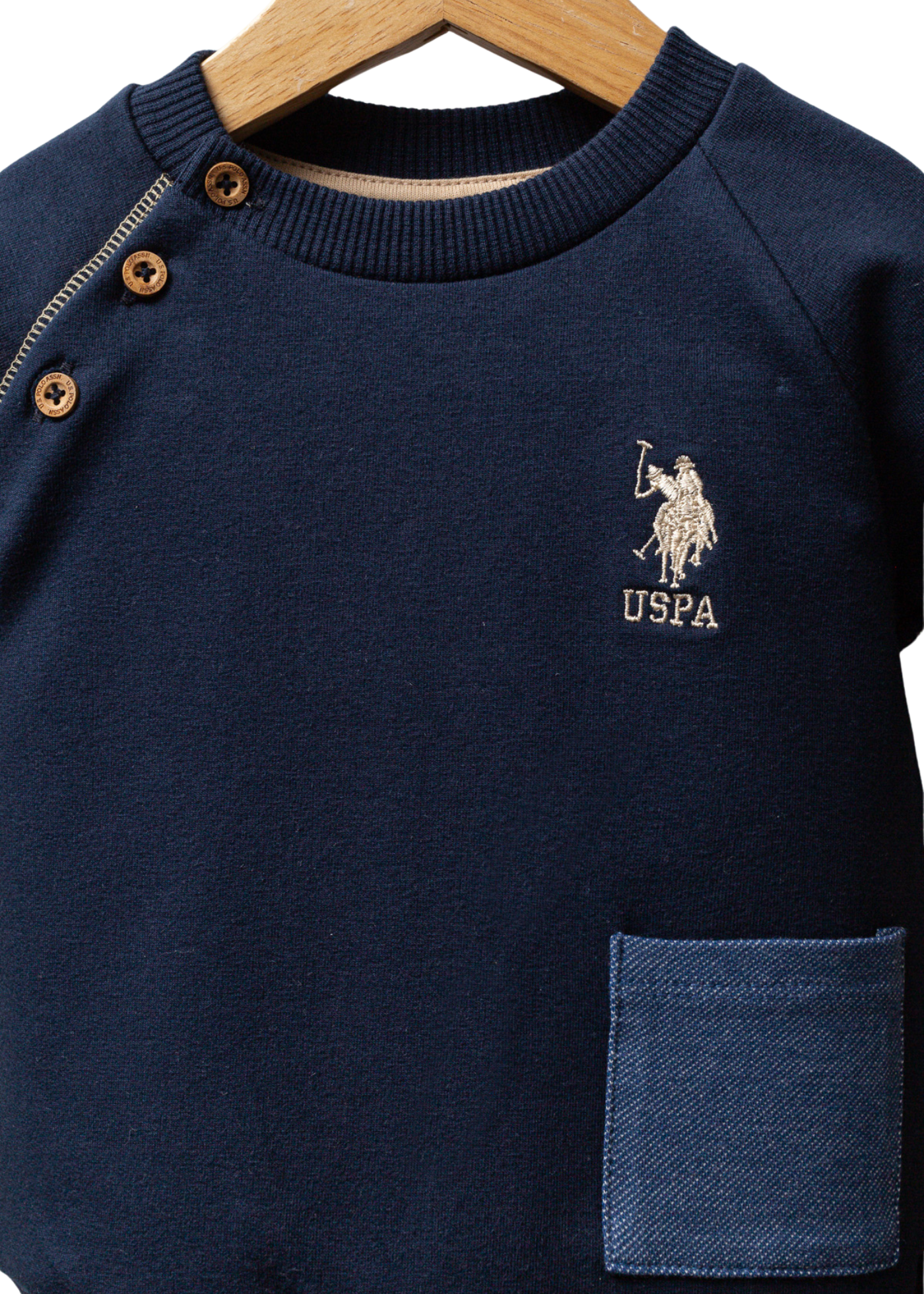 Trening 2 Piese Bleumarin cu Cusaturi in Contrast Bej USB2521 us Polo Assn
