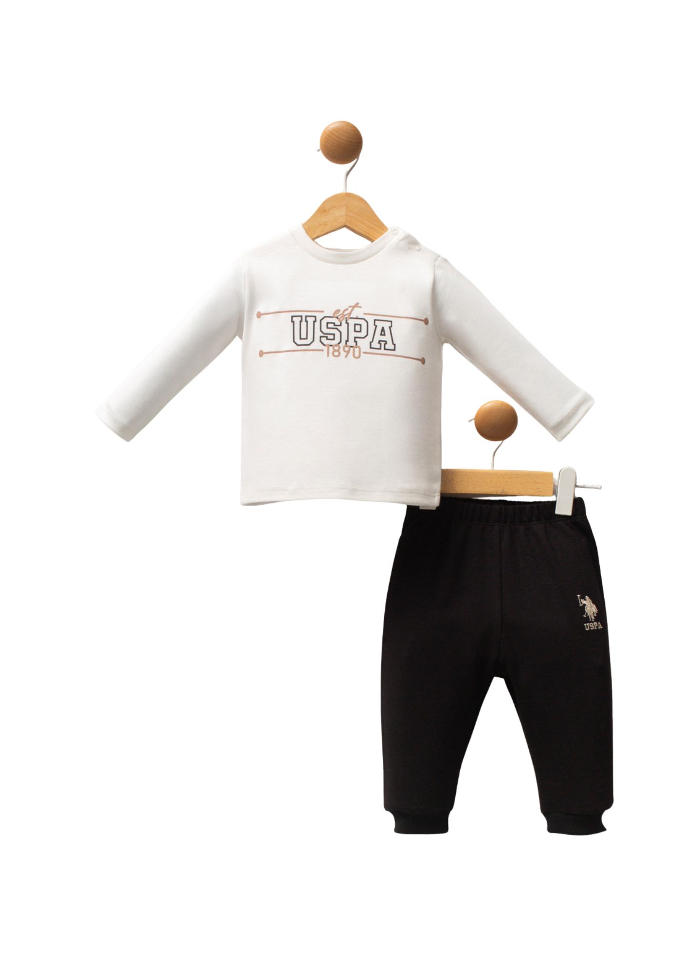 Set 3 Piese Jacheta Bej cu Fermoar Bluza Ivory si Pantaloni Lungi Bleumarin USB2549 V1 Us Polo Assn