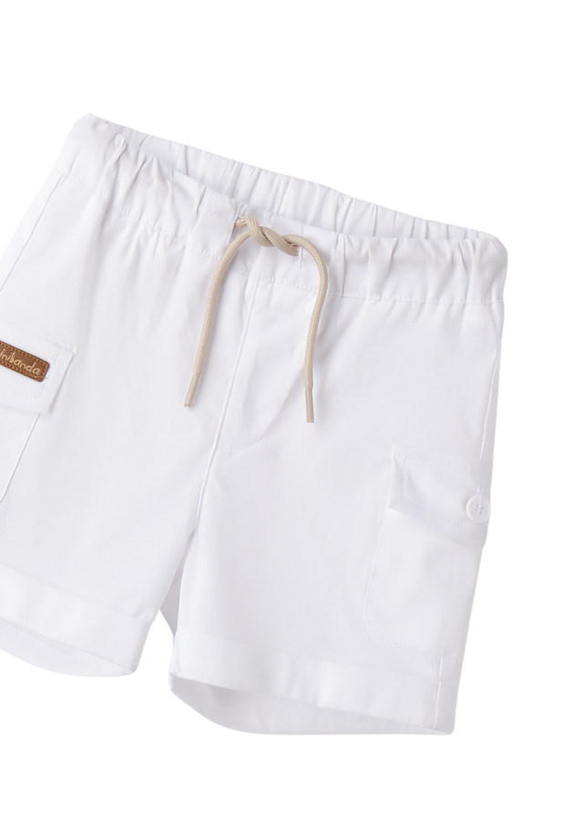 Pantaloni Scurti Albi cu Siret 3.B629/00 Minibanda