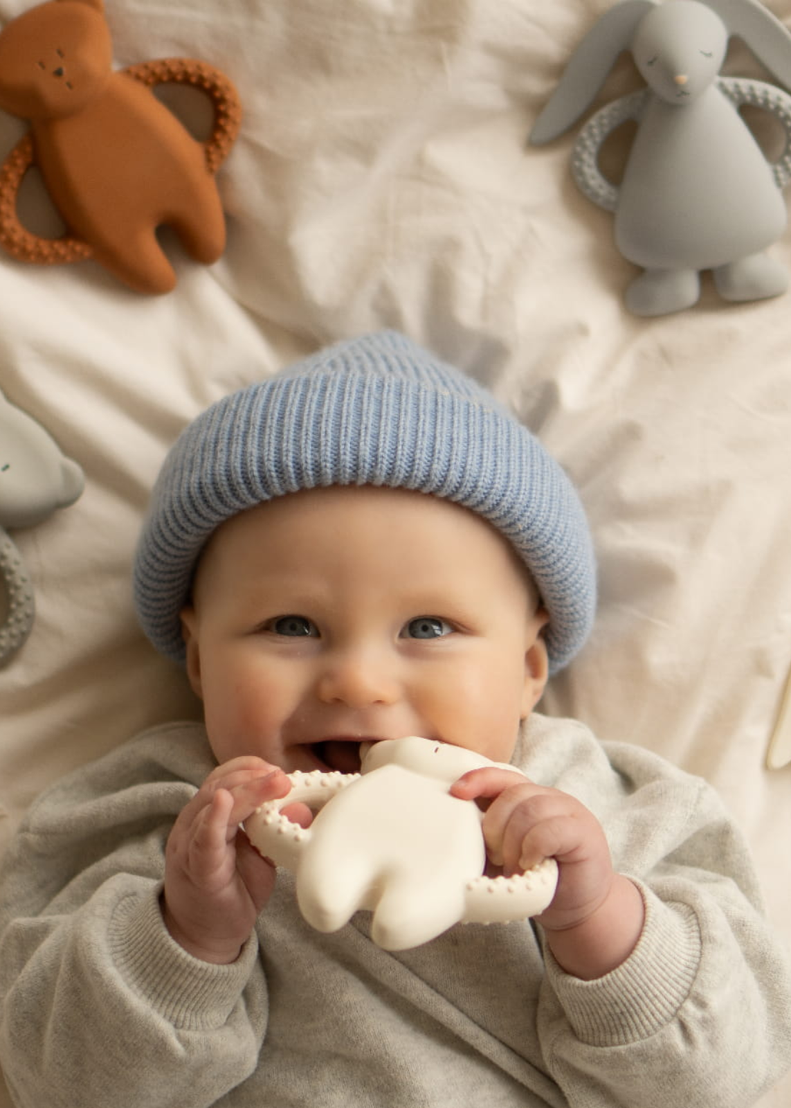 Moonie Natural Latex Bunny Teething Toy Pure Natural Bunny Cream