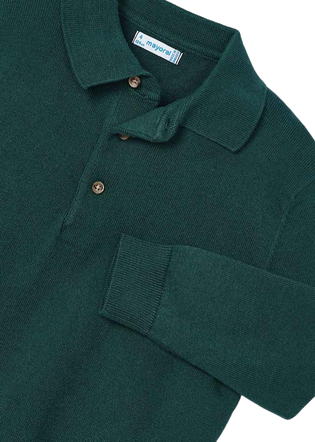 Bluza polo verde din tricot cu maneca lunga 4102 Mayoral