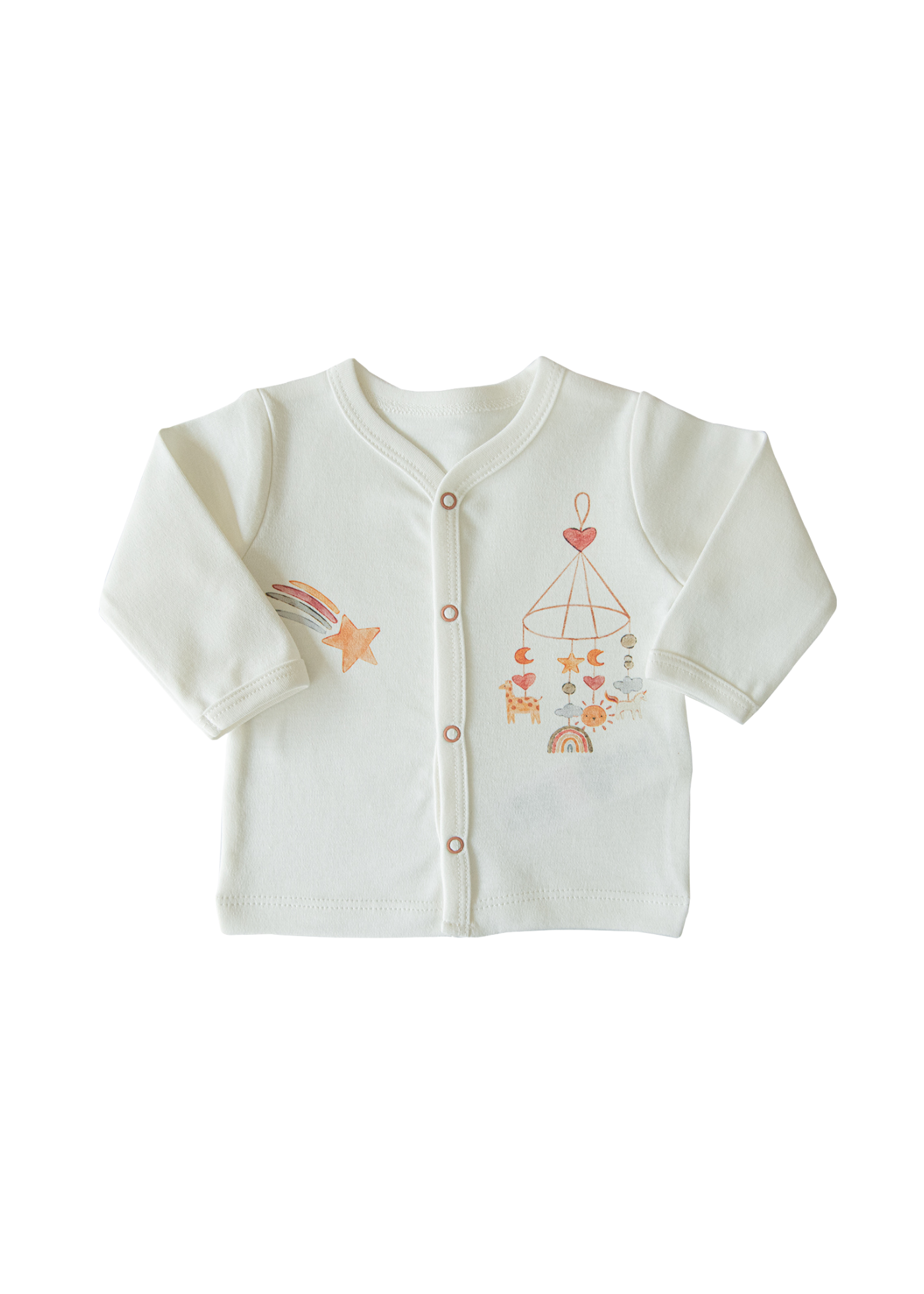 Set 2 Piese Crem cu Portocaliu cu Stea Bluza si Pantaloni Bumbac Organic S59140 Kitikate