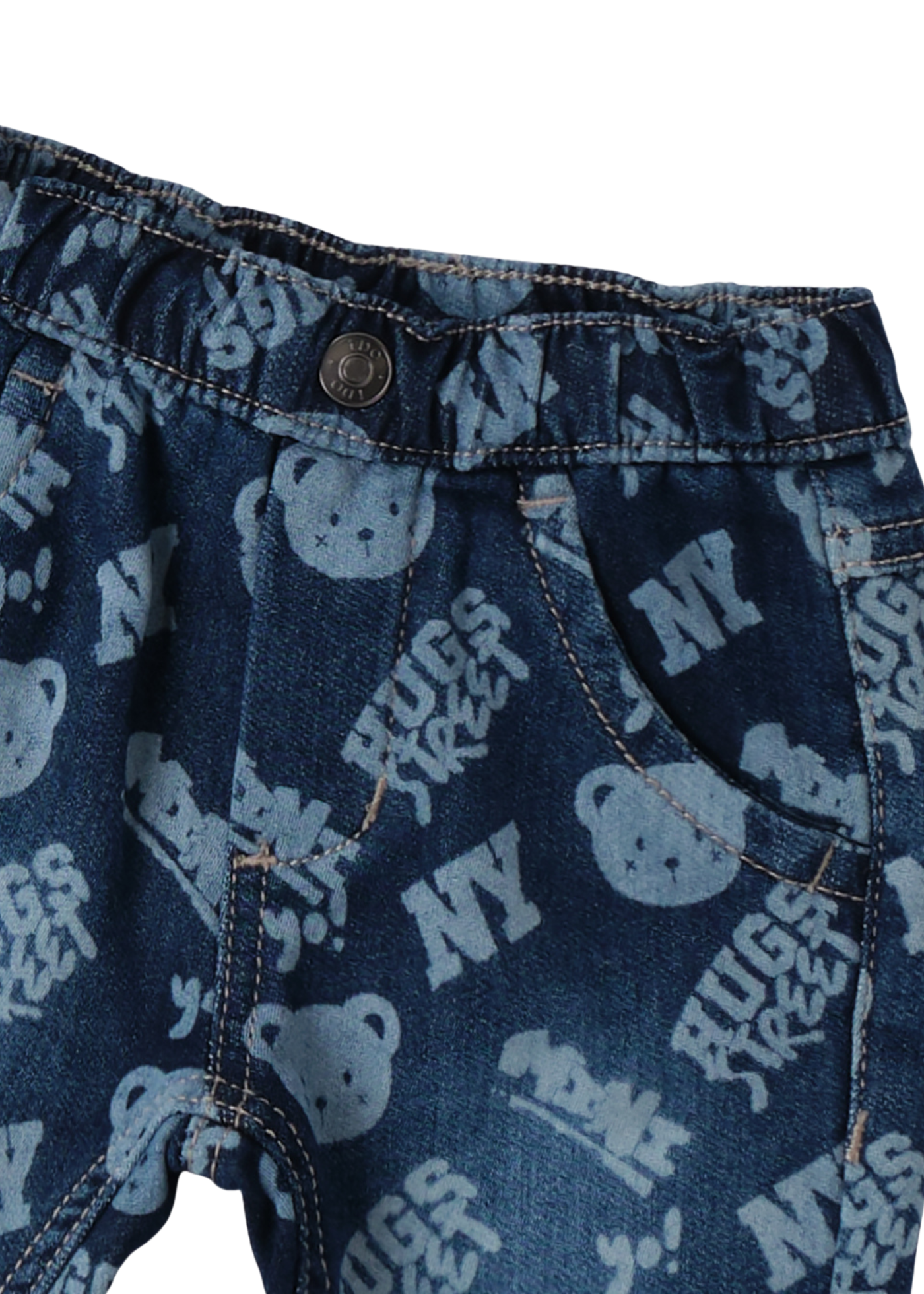 Pantaloni Denim Lungi cu Imprimeu Ursi 4.F065/00 iDO