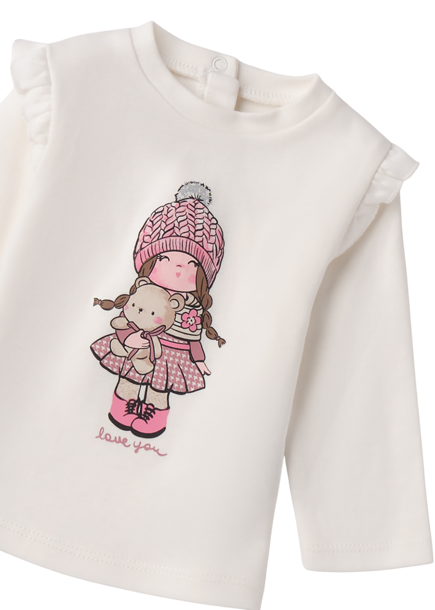 Bluza Crem cu Maneca Lunga Imprimeu Fetita Roz 4.F083/00 iDO