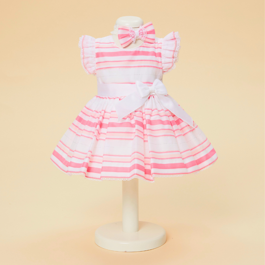 Anise Dress Elegant Cream With Cyclamen Stripes AnneBebe
