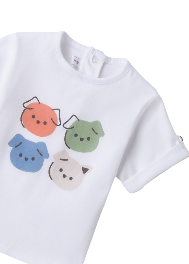 Tricou Alb cu Imprimeu Colorat 3.B628/00 Minibanda