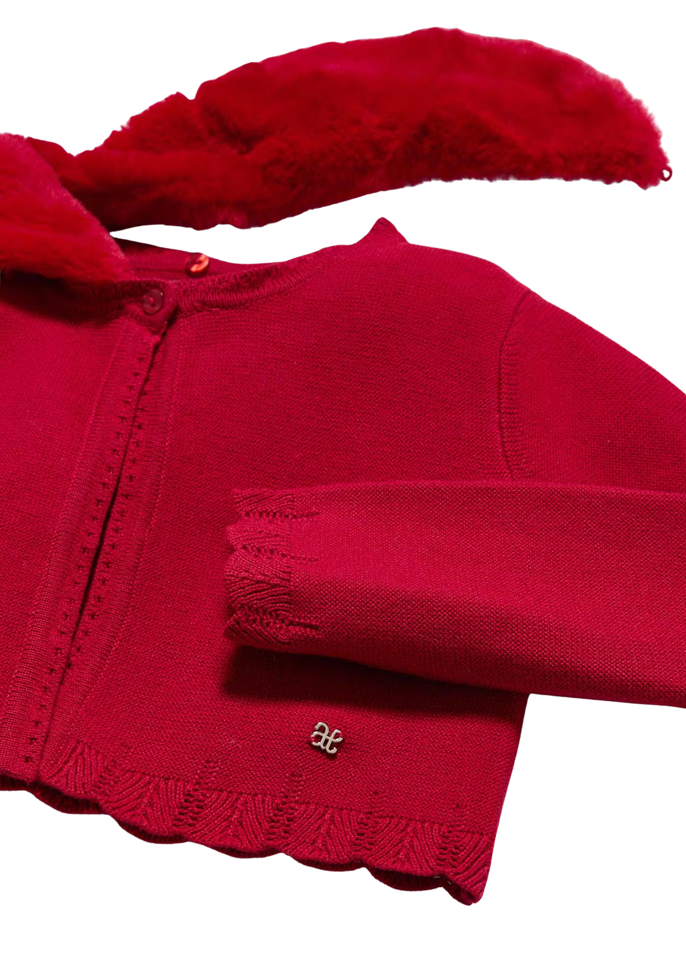 Bolero Tricotat Fete Rosu Cu Guler Din Blanita 5834 Abel & Lula