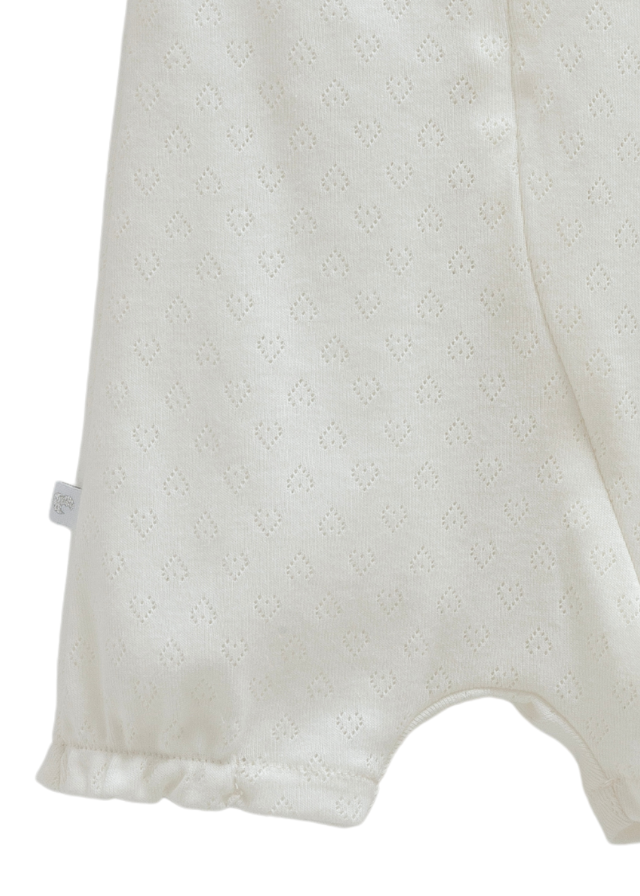Salopeta Scurta Crem Bumbac Perforat cu Fermoar Move Girl TK1680 Mell Sweet Baby