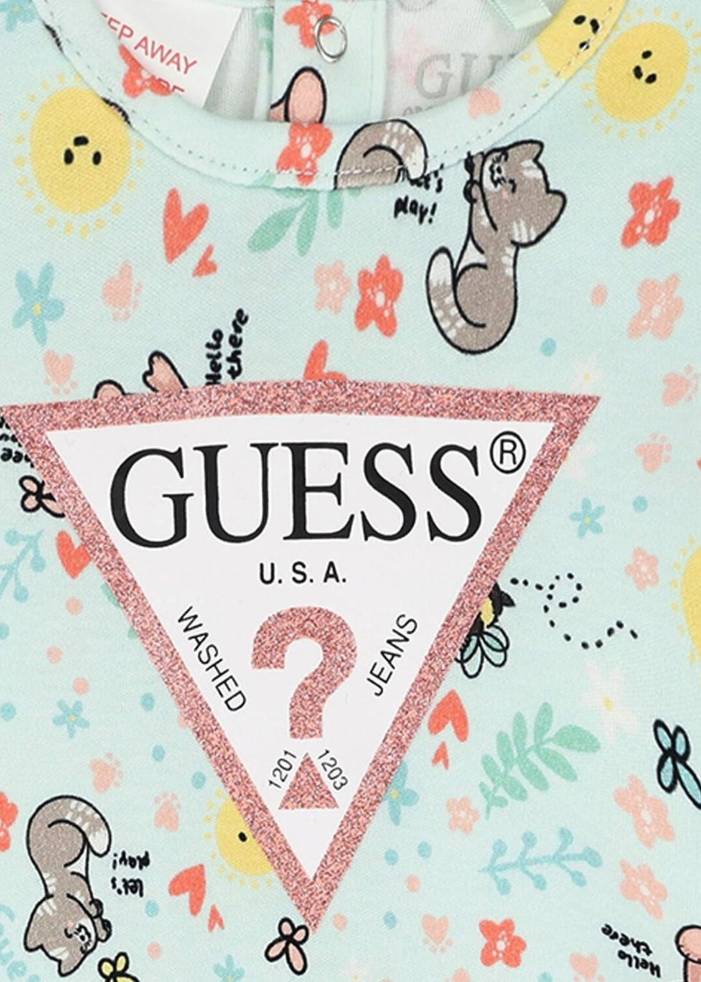 Salopeta Lunga Vernil cu Triunghi Roz si Imprimeu Ursi S5RG00 KA6W4 PO91 Guess