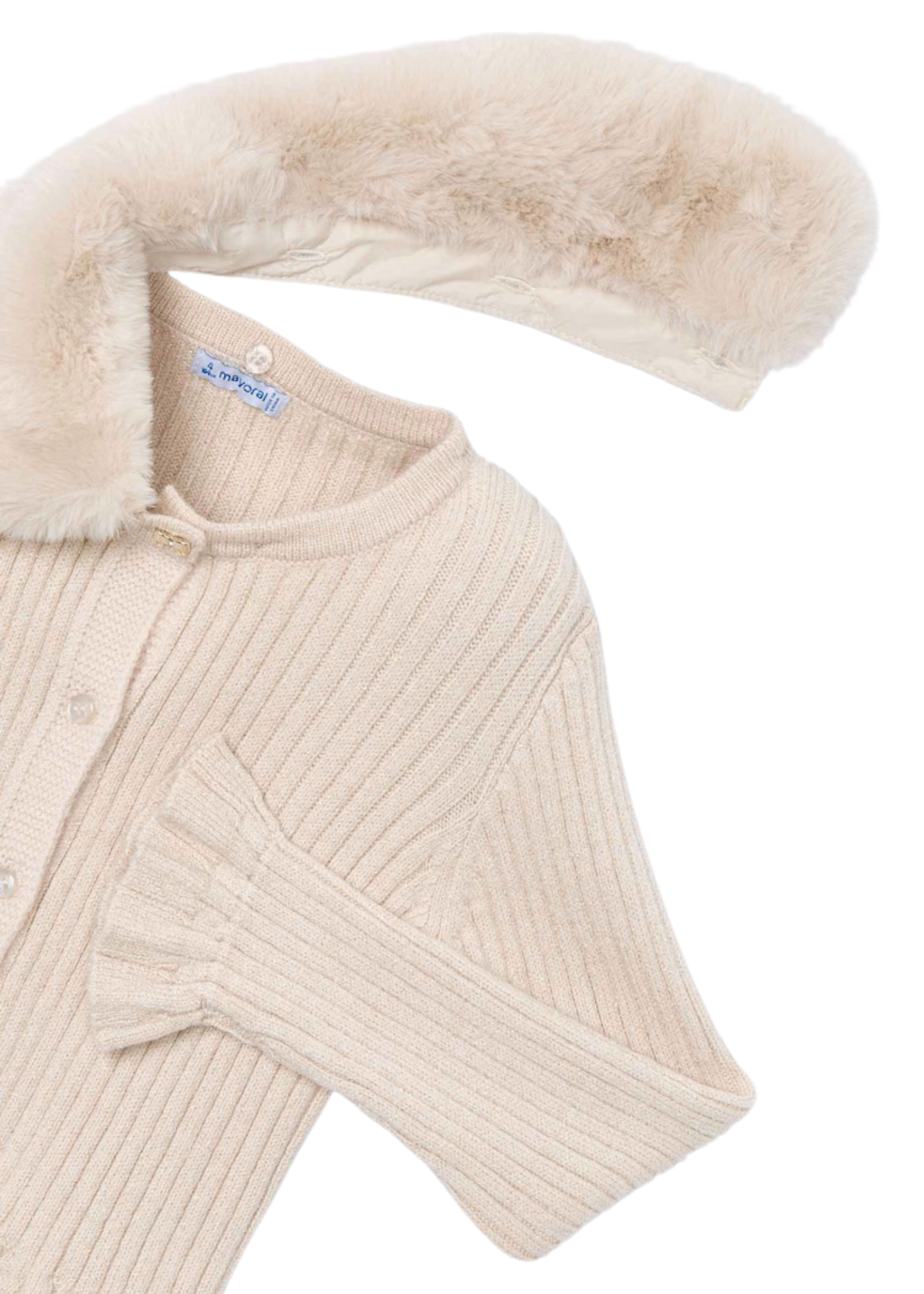 Cardigan Tricotat Bej cu Guler Blana 4311 Mayoral