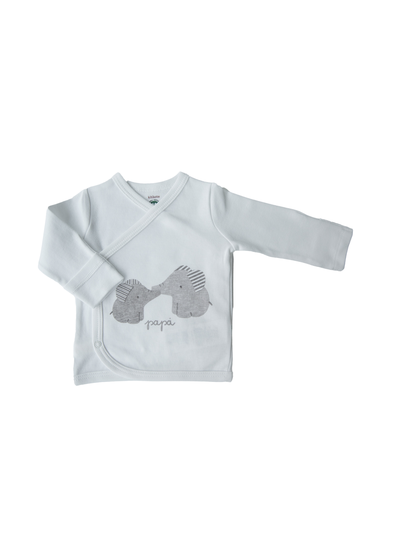 Set 3 Piese Nou Nascut din Bumbac Organic Alb cu Dungi Gri cu Elefanti S89892 KitiKate
