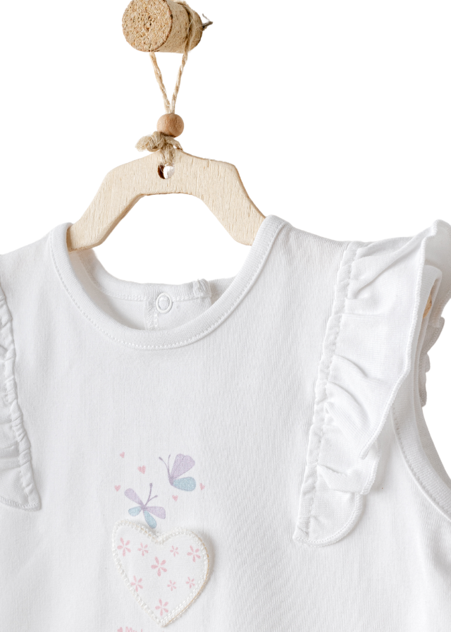 Set 2 Piese Tricou Alb si Pantaloni Scurti Mov AC25581 Andywawa