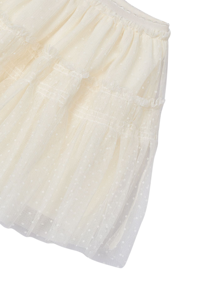 Fusta Crem din Tulle cu Plumetti 3961 Mayoral