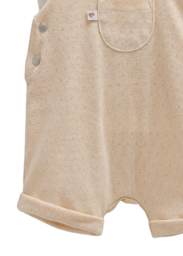 Set 2 Piese Salopeta Scurta Bej si Tricou Crem Move Boy SLE1712 Mell Sweet Baby