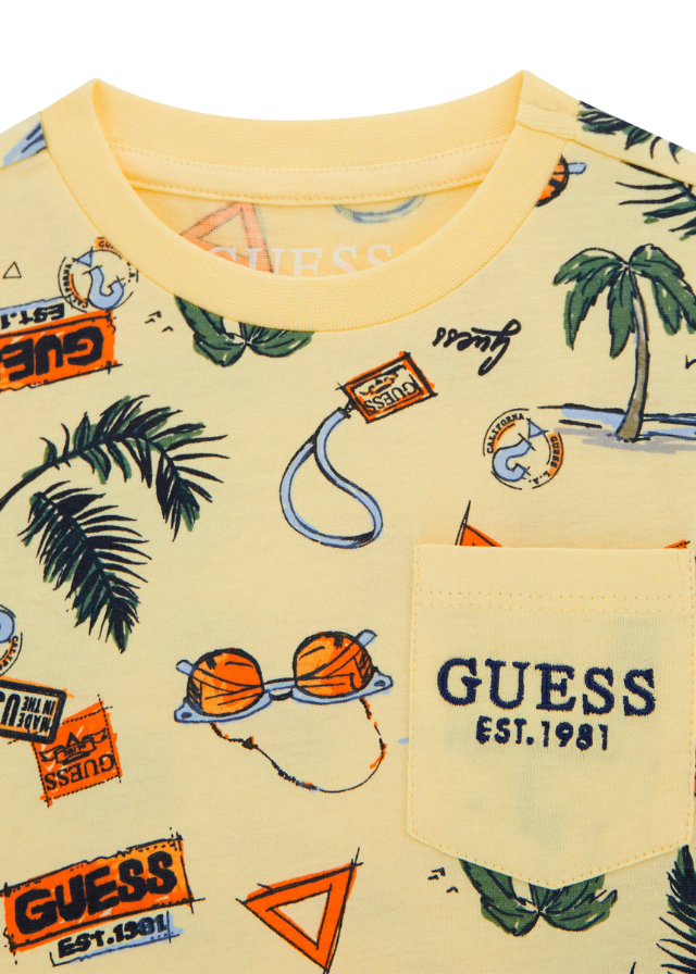 Tricou Galben cu Imprimeu Palmieri N5GI02 K8HM4 PG21 Guess