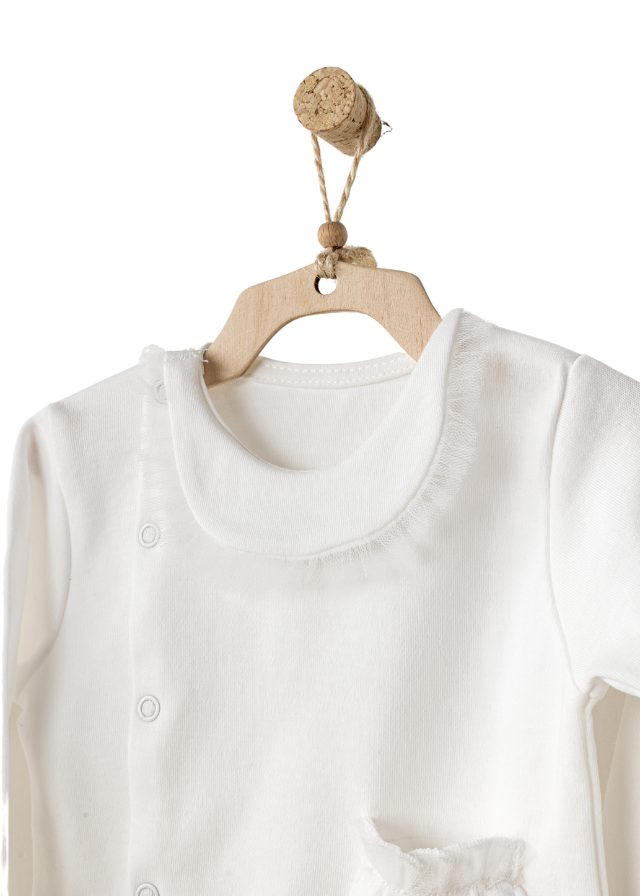 Set 4 Piese Crem Salopeta Bluza Pantaloni si Bentita cu Pampoane din Tulle AC24501 Andywawa