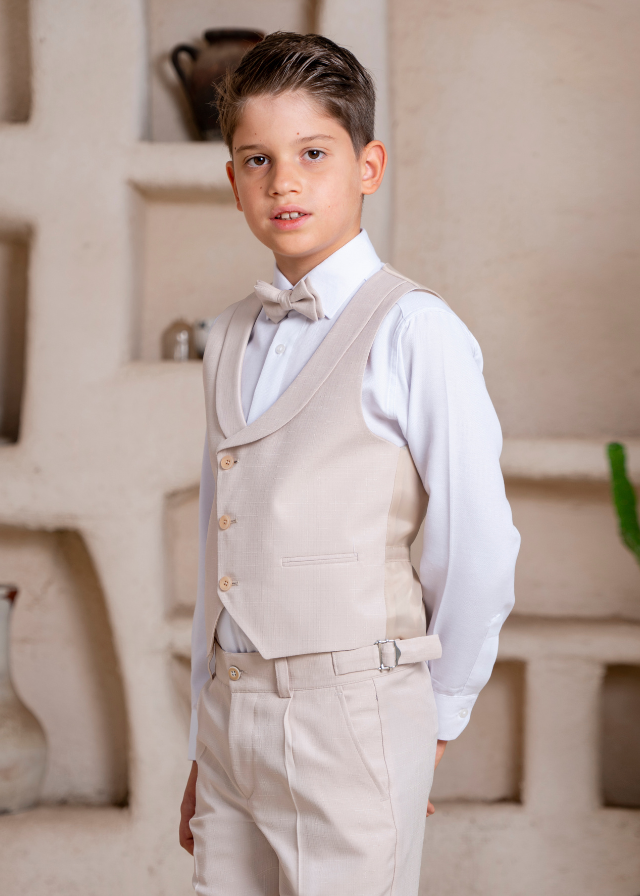 Costum Ceremonie 5 Piese Bej 20254 Little Gentleman
