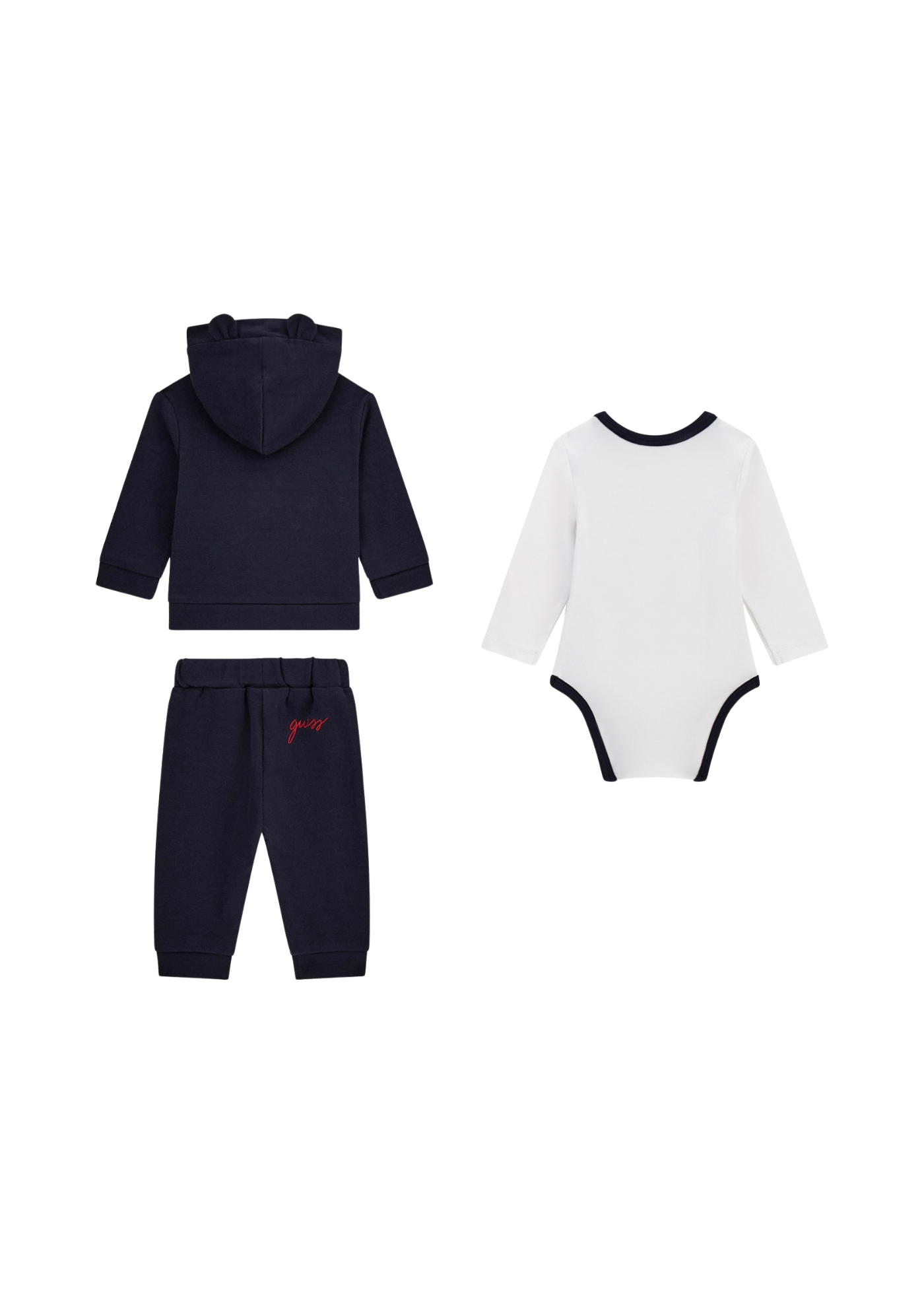 Trening Bumbac 3 Piese Bleumarin Hanorac si Pantaloni Bluza Alba cu Urs H5YW12 KA6W4 G7V2 Guess
