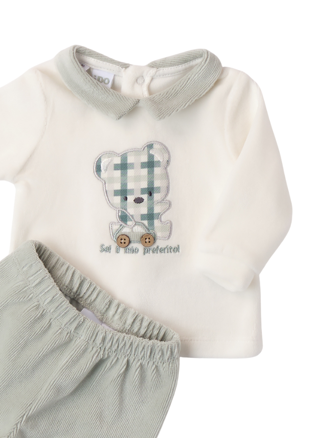 Set 2 Piese Pijama Velur Crem cu Urs 4A153.00 iDO