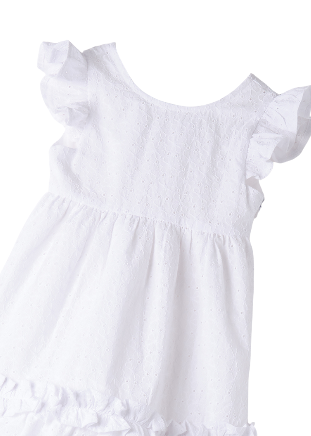 Rochie Alba din Bumbac Broderie Sparta fara Maneci 0.B339/00 Sarabanda