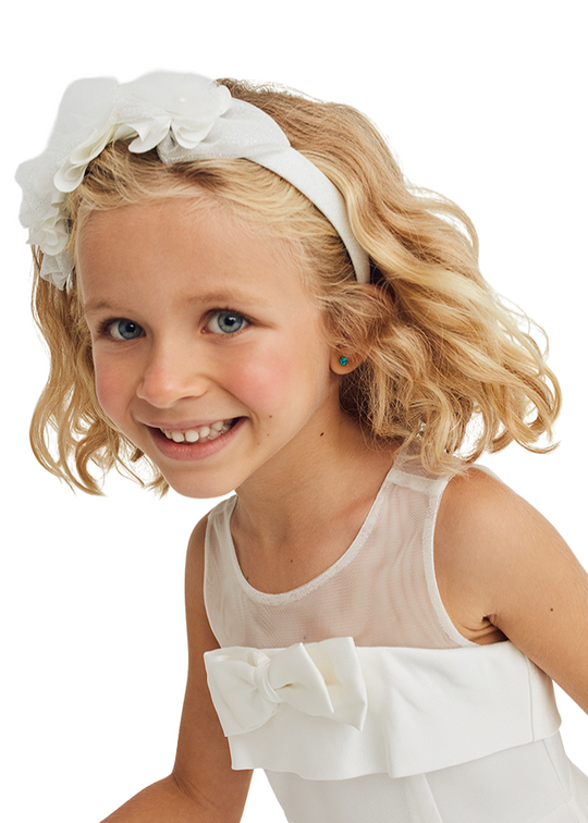 Ivory Headband with Glitter Flowers 5444 Abel &amp; Lula