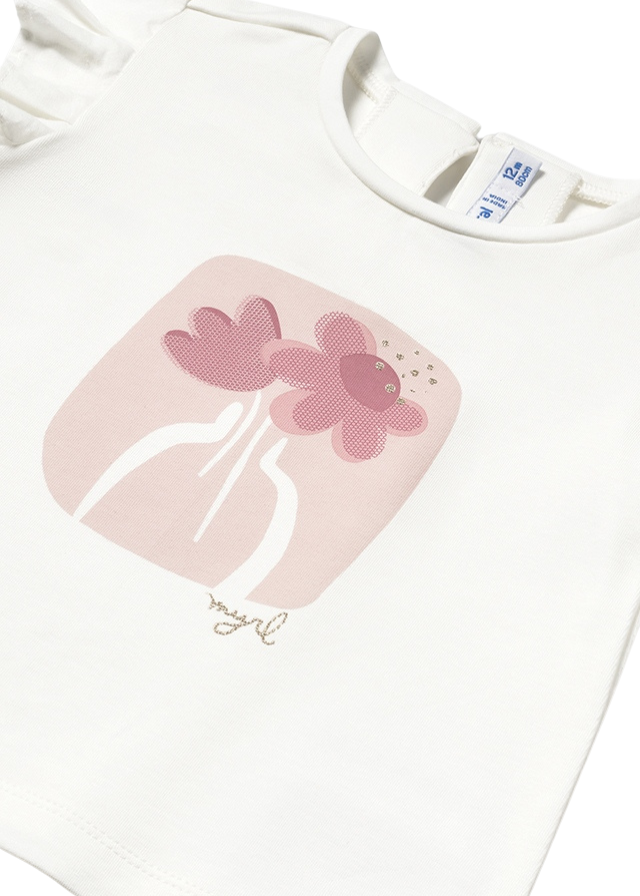 Tricou Fara Maneca Crem cu Roz 1042 Mayoral