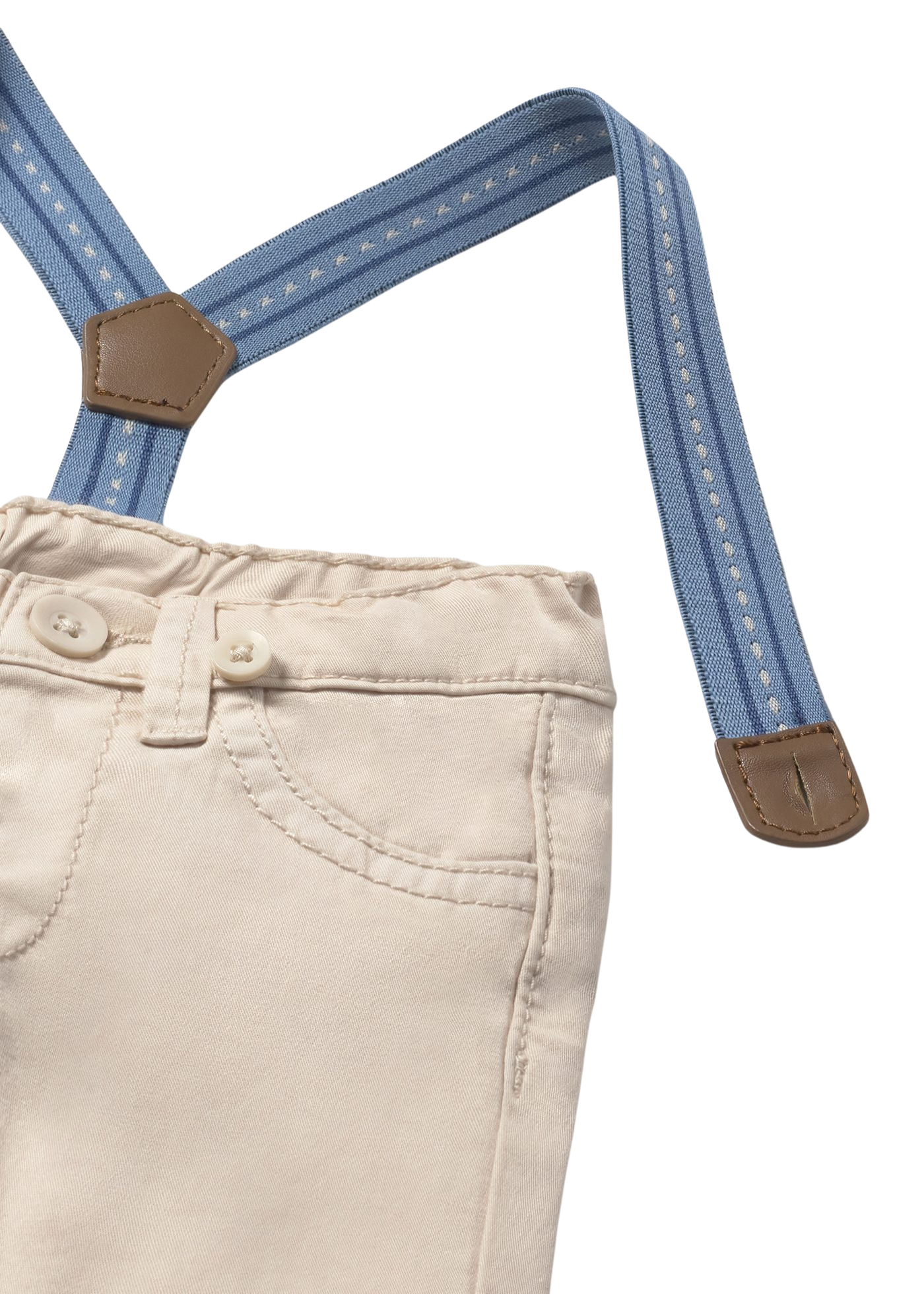 Pantaloni Lungi Bej cu Bretele Bleu 2576 Mayoral