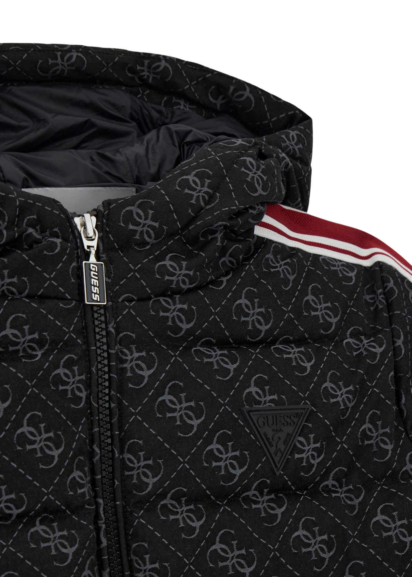 Geaca Neagra din Fas Matlasata cu Imprimeu Monograme L5BL19 WFIQ2 FJ9Y Guess