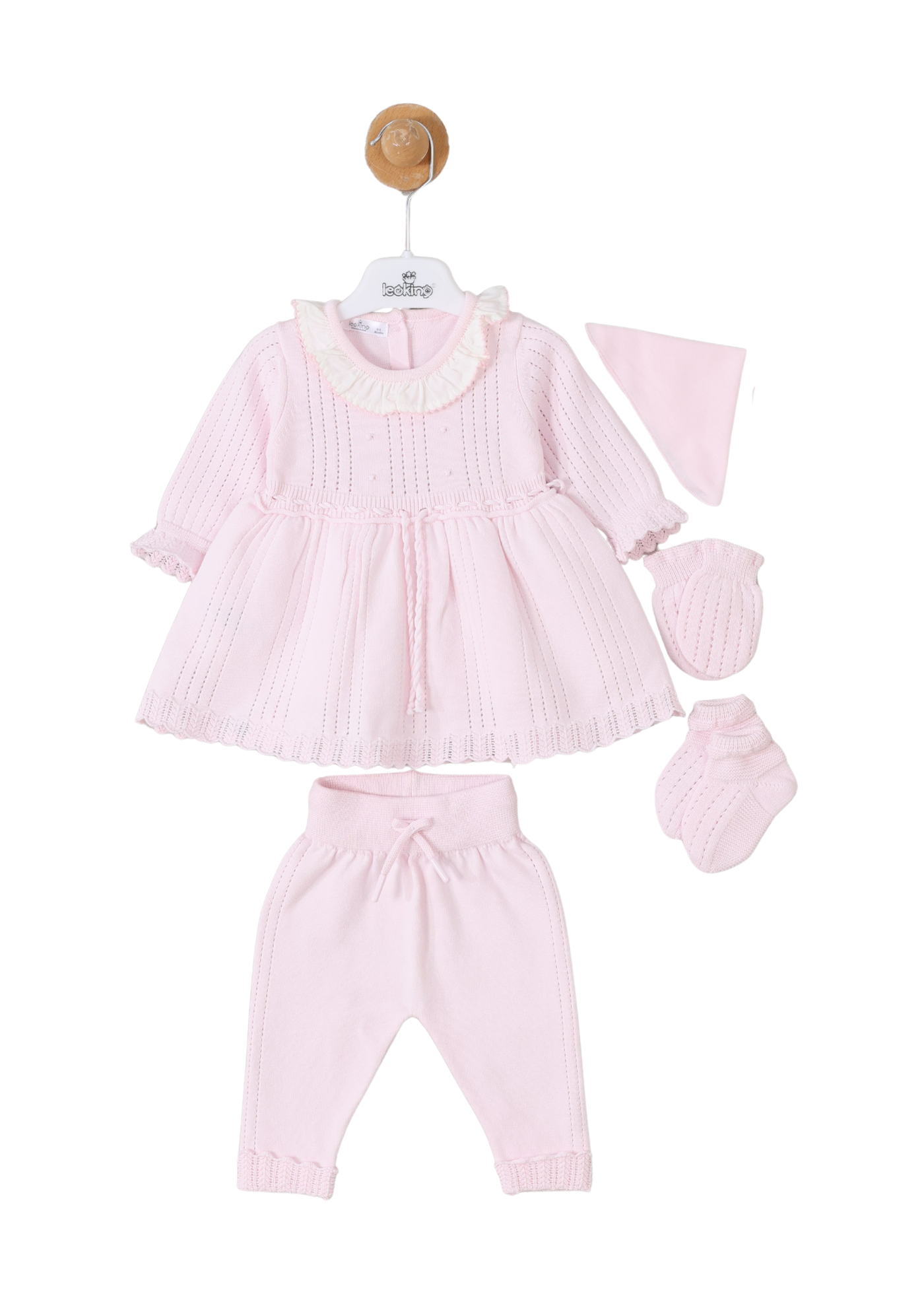 Set Maternitate 8 Piese Tricotat Bumbac Roz Rochie 3124 Leo King