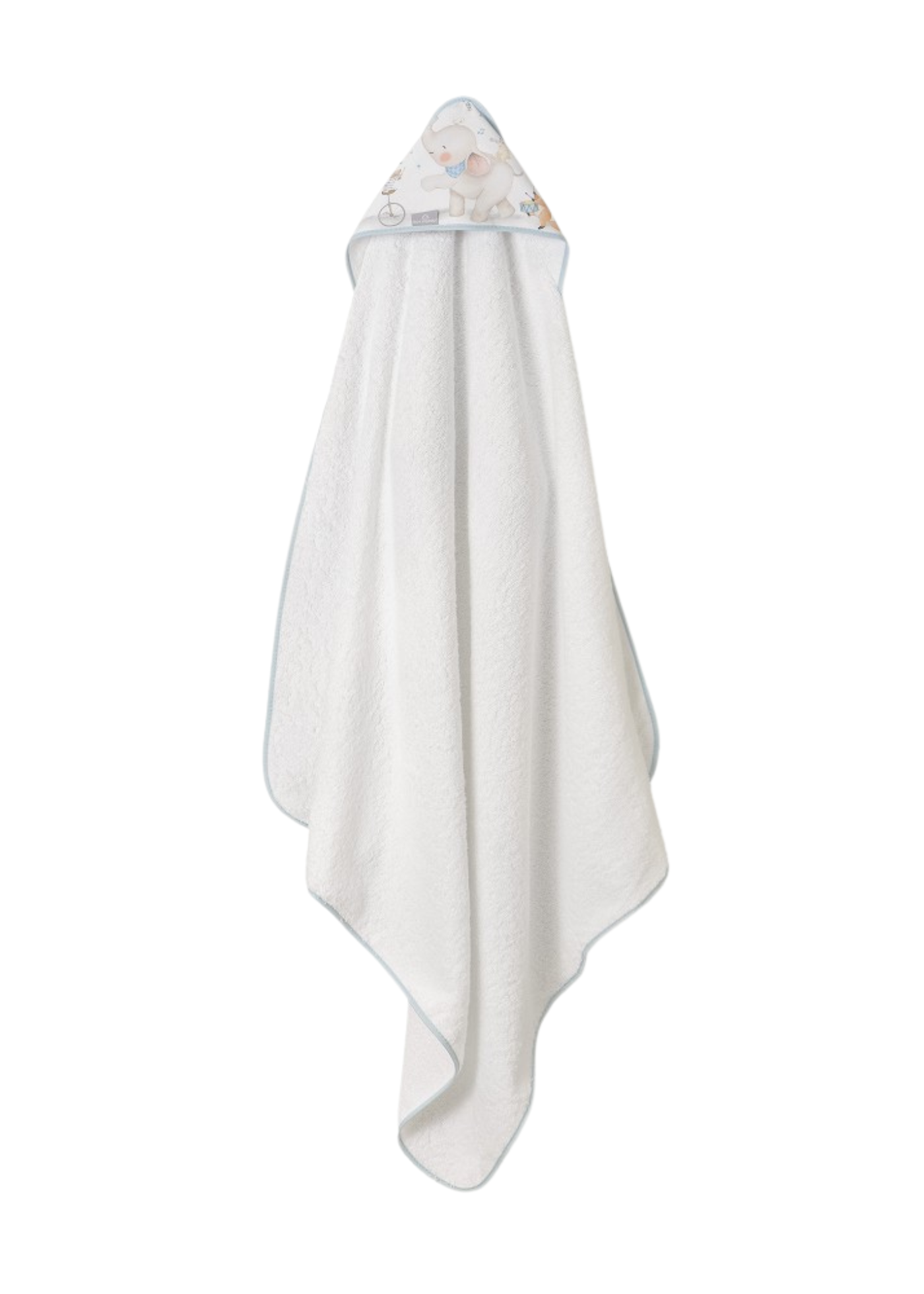 Prosop cu Capison 100x100 cm Alb-Bleu cu Elefantel D1219-11 InterBaby