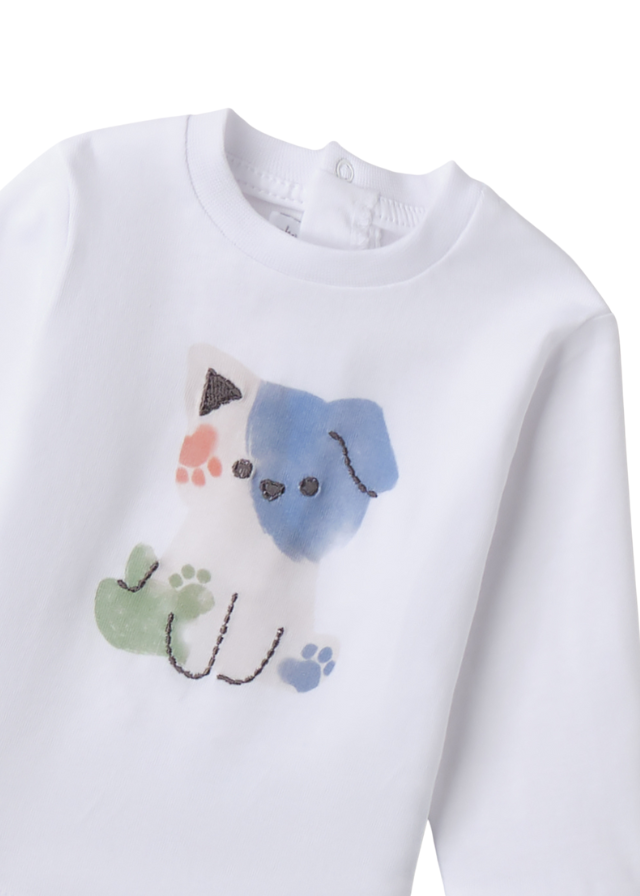 Bluza Alba cu Maneca Lunga cu Imprimeu Catel 3.B615/00 Minibanda