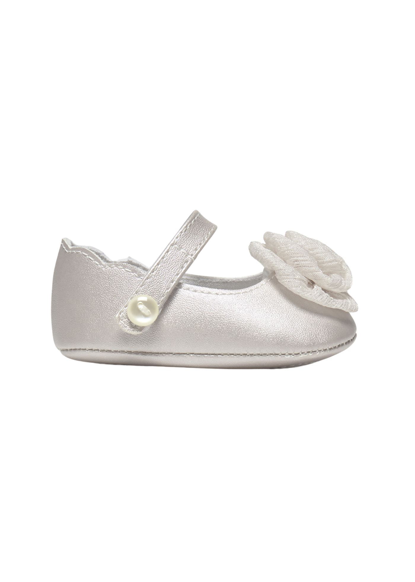 Balerini Ivory Sidefati cu Floare Organza 9960 Mayoral