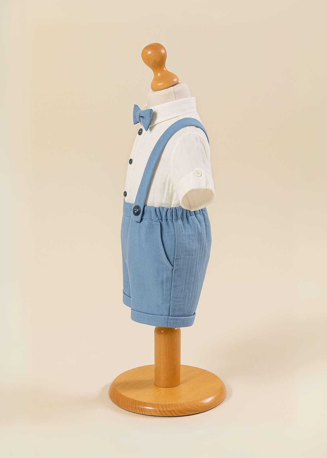 Costum Muselina Camasa Crem Pantalon Bleu Inchis AnneBebe