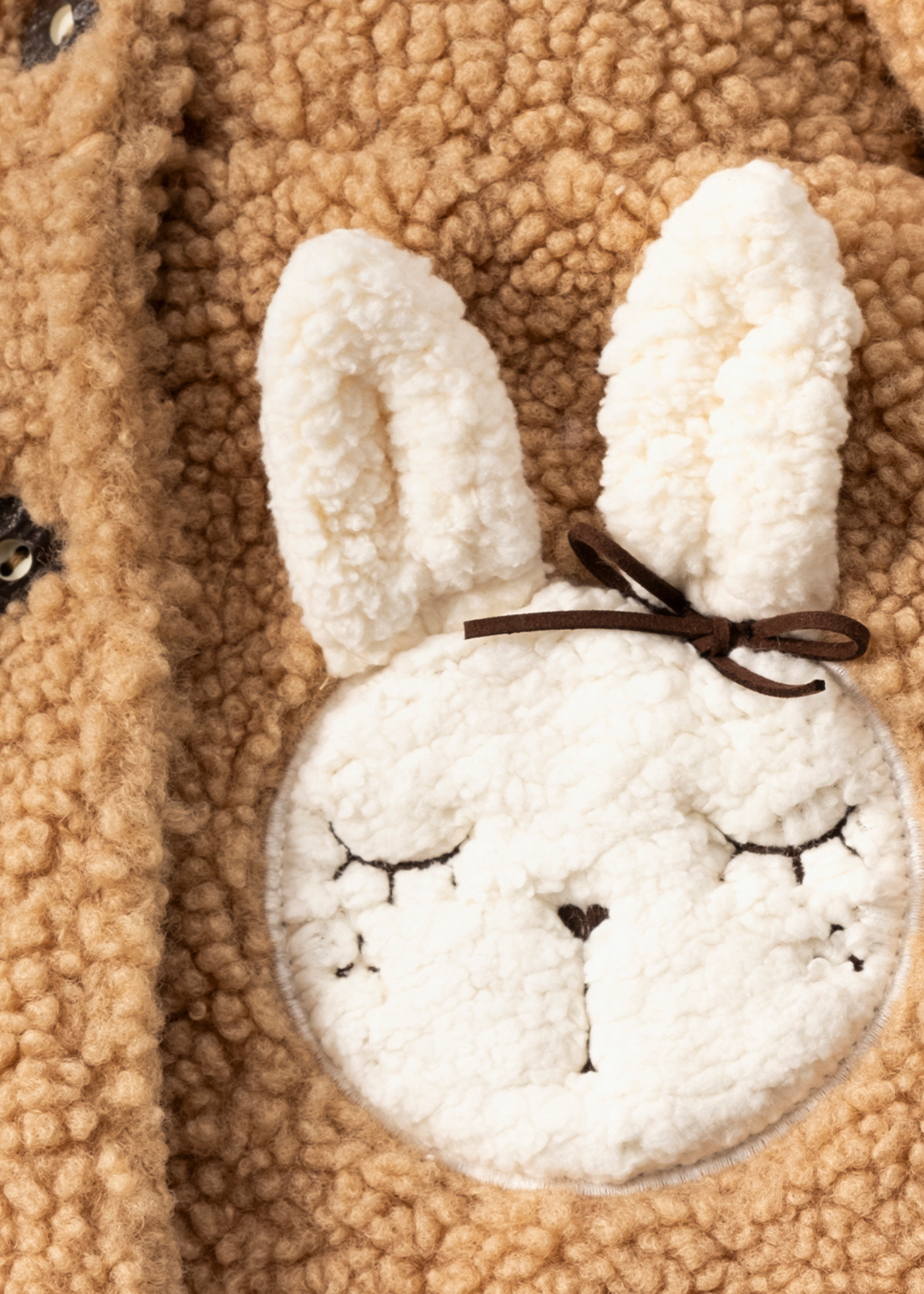 Palton Bej din Stofa Bucle cu Gluga 3574 Mino Baby