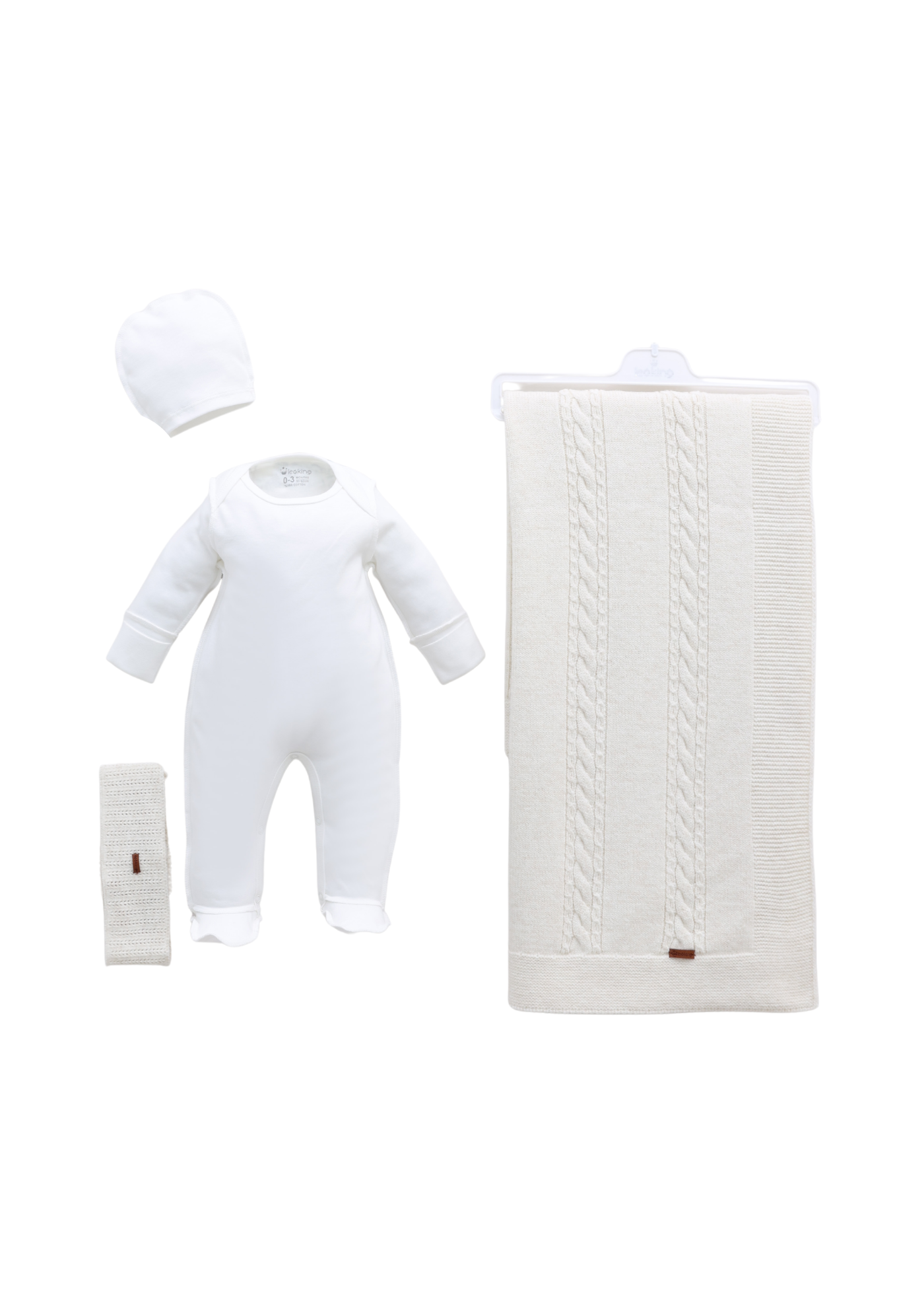 Set Maternitate 10 Piese Alb cu Lana Merinos 3444 Leo King