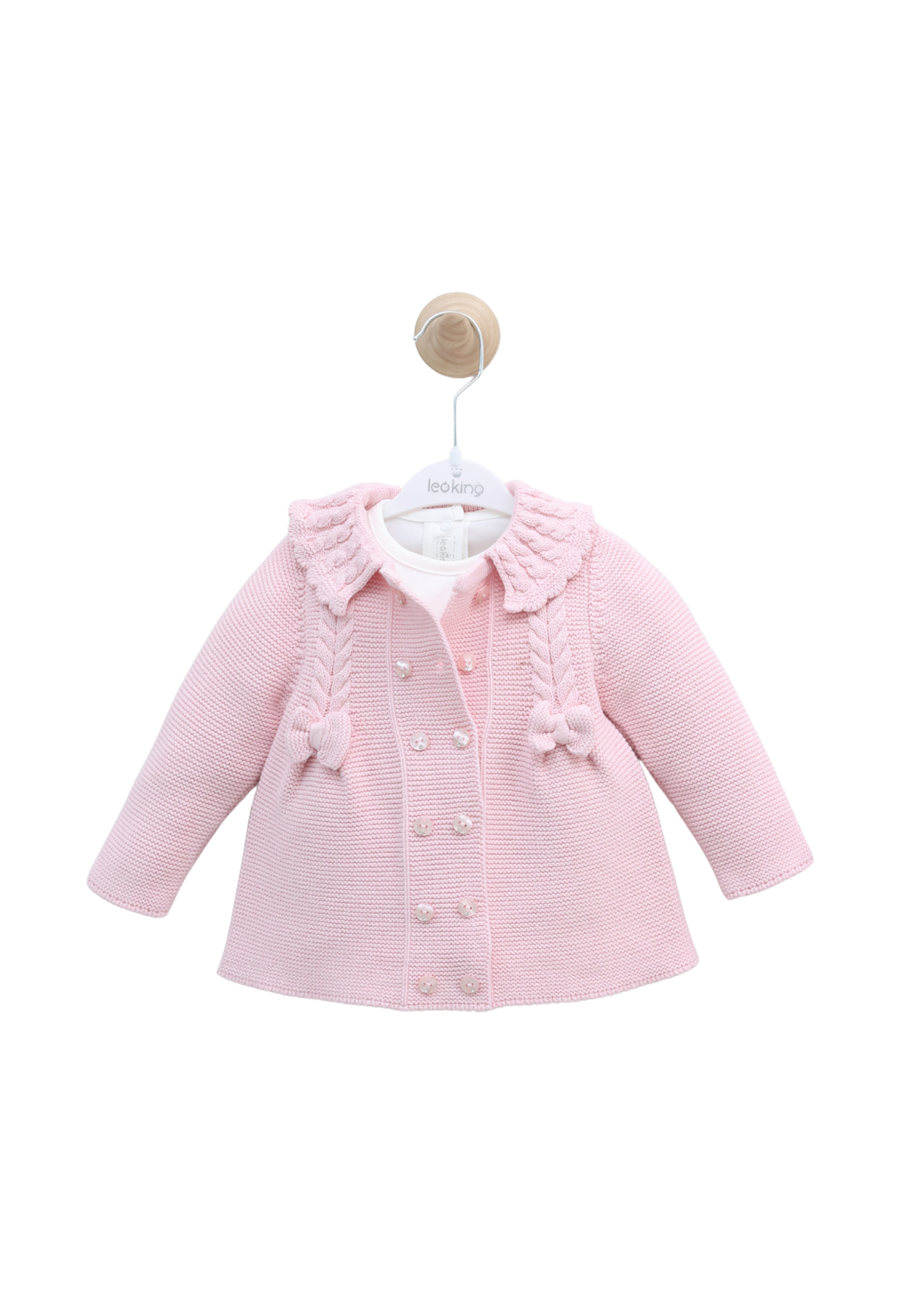 Set 3 Piese Jacheta si Pantaloni Tricotate Roz si Bluza Bumbac 8032 Leo King