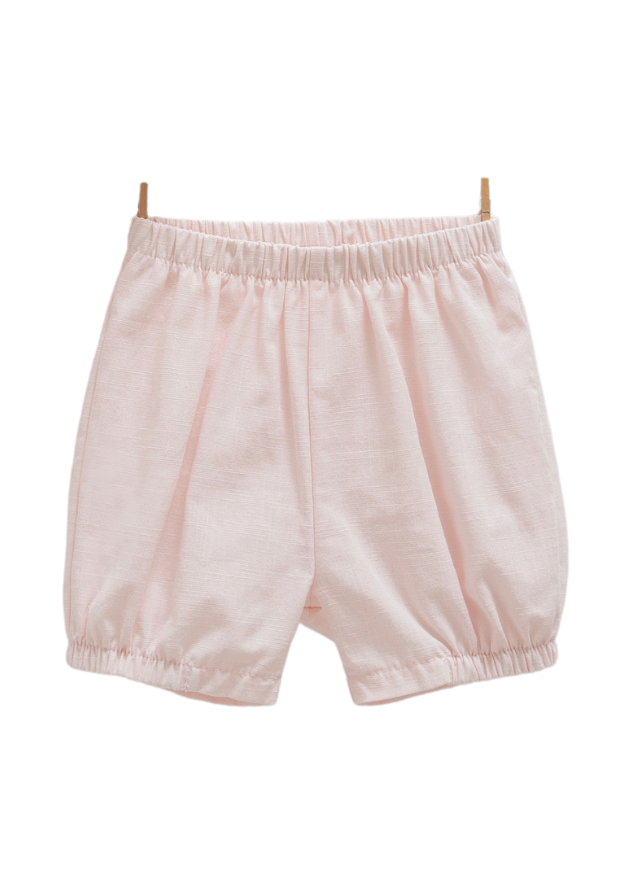 Set 2 Piese Roz Top cu Volan si Broderie pe Bust si Pantaloni Scurti Serenity Girl TKK1742 Mell Sweet Baby