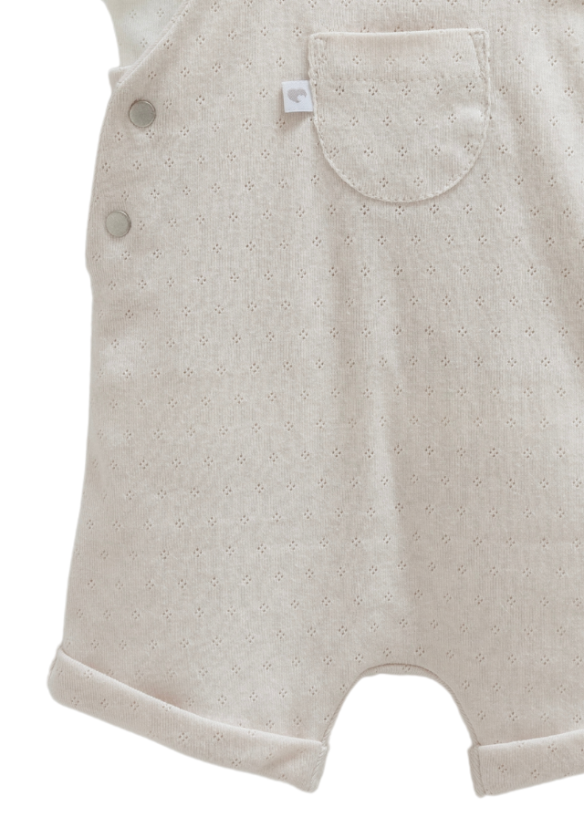 Set 2 Piese Salopeta Scurta Gri si Tricou Crem Move Boy SLE1712 Mell Sweet Baby