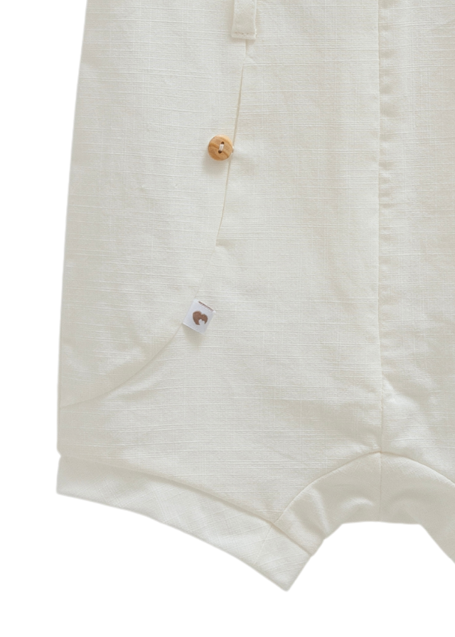 Salopeta Scurta Crem cu Guler Alb si Fermoar Serenity Boy TE1748 Mell Sweet Baby