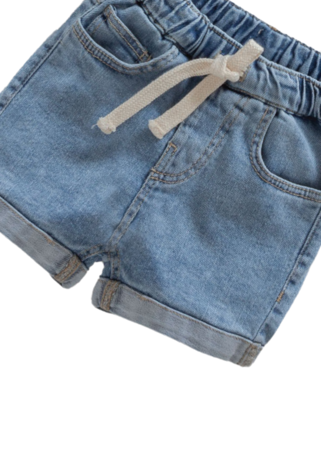 Set 2 Piese Tricou Polo Portocaliu si Pantaloni Denim Scurti 9832 Mell Sweet Baby