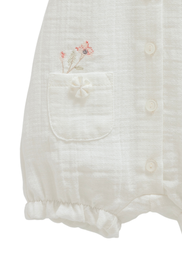 Salopeta Scurta Muselina Crem cu Nasturi Little Girl TK1659 Mell Sweet Baby