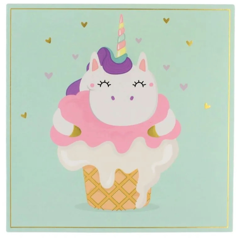 AnneBebe - Felicitare Bebelusi Fetite Unicorn Carton cu Plic