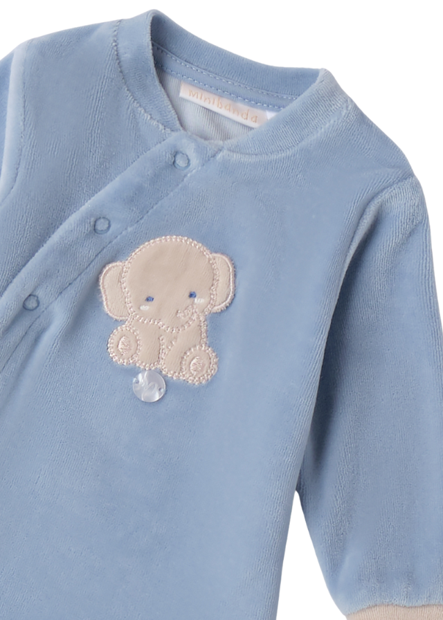 Salopeta Lunga Velur Bleu cu Elefant Bej 3A650.00 Minibanda